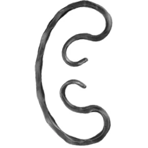C Schnörkel, geschmiedet, Flachmaterial, kantengehämmert