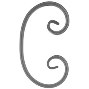 C Schnörkel mit geschmiedeten Enden, Flachmaterial, Rillenprofil