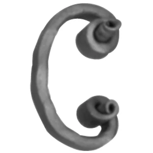 Handgeschmiedeter C Schnörkel, Flachmaterial, geschmiedete Oberfläche