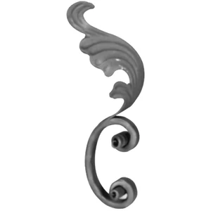 Barock Schnörkel mit Zierblatt, Flachmaterial, kantengehämmert