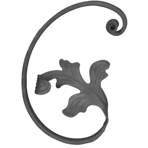 Barock Schnörkel mit Zierblatt, Flachmaterial, kantengehämmert
