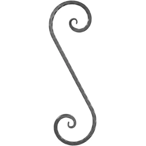 S Schnörkel, geschmiedet, verschiedene Oberflächen