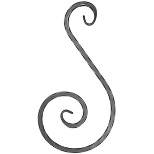 S Schnörkel, geschmiedet, verschiedene Materialstärken und Oberflächen