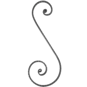 S Schnörkel, Flachmaterial, glatt, handgeschmiedet, verschiedene Materialstärken