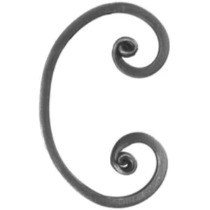 S Schnörkel, Flachmaterial, glatt, handgeschmiedet, verschiedene Materialstärken