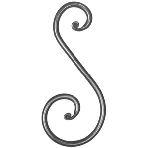 S Schnörkel, geschmiedet, verschiedene Materialstärken und Oberflächen