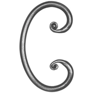 S Schnörkel, geschmiedet, verschiedene Materialstärken und Oberflächen