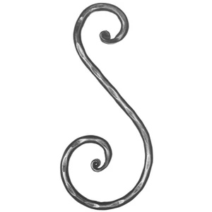 S Schnörkel, geschmiedet, verschiedene Materialstärken und Oberflächen