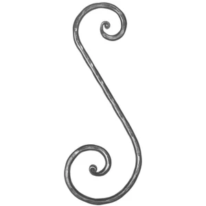S Schnörkel, geschmiedet, verschiedene Materialstärken und Oberflächen
