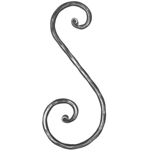S Schnörkel, geschmiedet, verschiedene Materialstärken und Oberflächen
