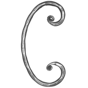 C Schnörkel, geschmiedet, verschiedene Materialstärken und Oberflächen