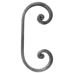 C Schnörkel, Flachmaterial, glatt, handgeschmiedet, verschiedene Materialstärken
