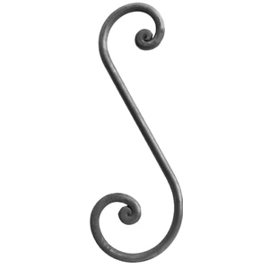 S Schnörkel, Flachmaterial, glatt, handgeschmiedet, verschiedene Materialstärken