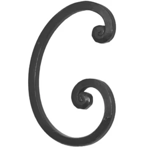 C Schnörkel, Flachmaterial, glatt, handgeschmiedet, verschiedene Materialstärken
