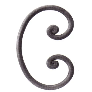 C Schnörkel, Rundmaterial, glatt, handgeschmiedet, verschiedene Materialstärken