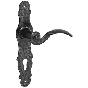 Schloßschild geschmiedet, mit Türdrücker, PZ Schließung, Entfernung 85mm, galvanisiert und antik lackiert