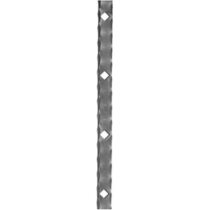 Flachstahl, Diamant gelocht, kantengehämmert, Abstand zwischen den Lochmitten 125mm, verschiedene Lochgrößen und Stahlstärken