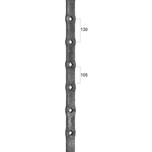 Flachstahl, Diamant gelocht, Abstand zwischen den Lochmitten 130mm