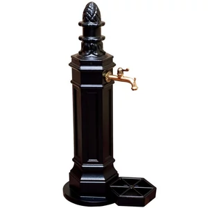 ROMA Standbrunnen für den Garten, antik, schwarz, Gartenbrunnen aus Metall (Aluminium) mit Wasserhahn