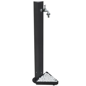NEW YORK Standbrunnen für den Garten, Anthrazit, strukturiert, Gartenbrunnen aus Metall (Aluminium) mit Wasserhahn