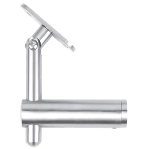 Handlaufhalter für Vierkantrohr, anbaubar an Vierkantrohr, höhenverstellbar, mit Gelenk, Edelstahl (AISI 304 - V2A)