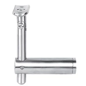 Handlaufhalter für Rundrohr, anbaubar an Vierkantrohr, höhenverstellbar, mit Gelenk, Edelstahl (AISI 304 - V2A), verschiedene Größen