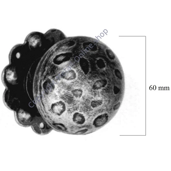Türdrücker, geschmiedet, mit Rosette, fest, nicht drehbar, galvanisiert und antik lackiert