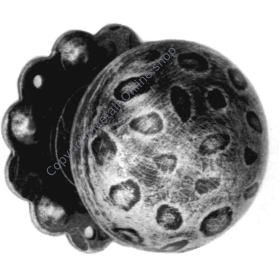 Türdrücker, geschmiedet, mit Rosette, fest, nicht drehbar, galvanisiert und antik lackiert