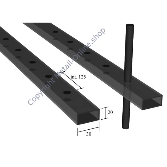 Rechteckrohr 30x20x2mm durchgebohrt, verschiedene Lochgrößen