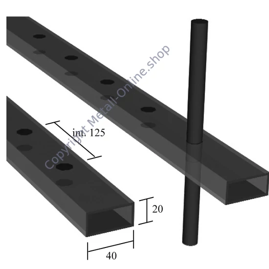 Rechteckrohr 40x20x2mm, durchgebohrt, verschiedene Lochgrößen