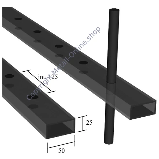 Rechteckrohr 50x25x2mm, durchgebohrt, verschiedene Lochgrößen