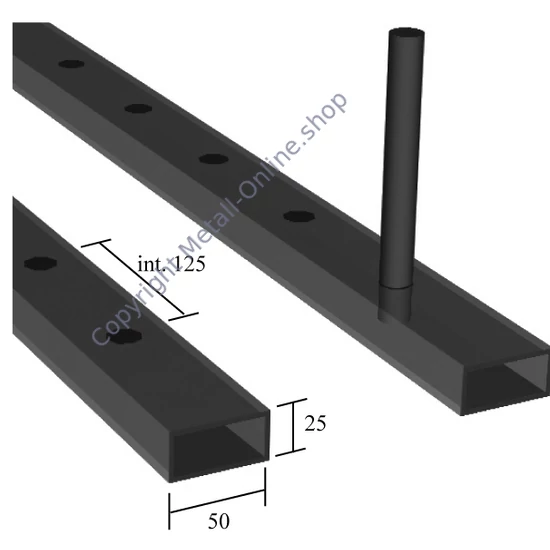 Rechteckrohr 50x25x2mm, halbgebohrt, verschiedene Lochgrößen