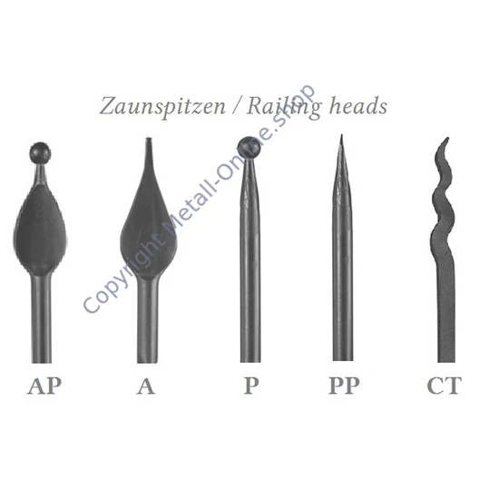 Zaunstab, geschmiedet, Rundmaterial, verschiedene Größen und Zaunspitzen