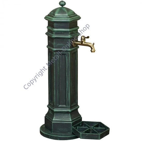 gartenbrunnen, standbrunnen, antik, mit wasserhahn