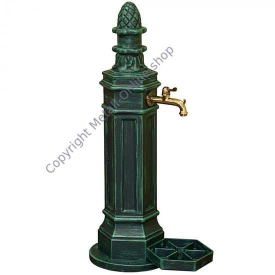 gartenbrunnen, standbrunnen, antik, mit wasserhahn