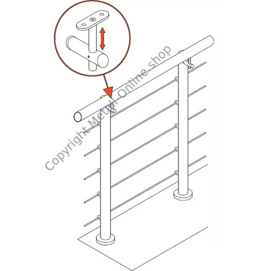 Handlaufhalter für Rundrohr, anbaubar an Rundrohr, höhenverstellbar, Edelstahl (AISI 304 - V2A), verschiedene Größen