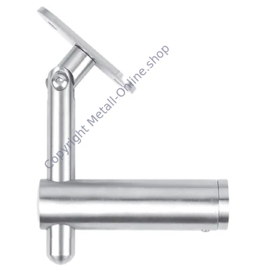 Handlaufhalter für Vierkantrohr, anbaubar an Vierkantrohr, höhenverstellbar, mit Gelenk, Edelstahl (AISI 304 - V2A)