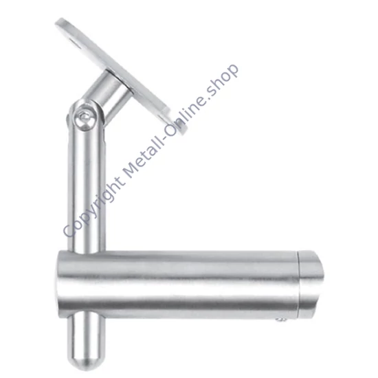 Handlaufhalter für Vierkantrohr, anbaubar an Rundrohr, höhenverstellbar, mit Gelenk, Edelstahl (AISI 304 - V2A), verschiedene Größen