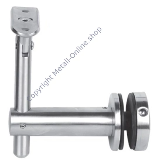 Handlaufhalter für Rund-und Vierkantrohr, anbaubar an Glas oder Holz, mit Gelenk, höhenverstellbar, Edelstahl (AISI 304 - V2A), verschiedene Größen