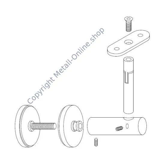 Handlaufhalter für Rund-und Vierkantrohr, anbaubar an Glas oder Holz, mit Gelenk, höhenverstellbar, Edelstahl (AISI 304 - V2A), verschiedene Größen