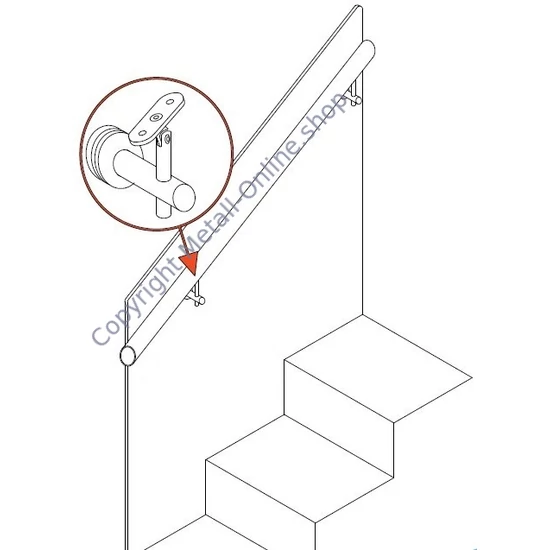 Handlaufhalter für Rund-und Vierkantrohr, anbaubar an Glas oder Holz, mit Gelenk, höhenverstellbar, Edelstahl (AISI 304 - V2A), verschiedene Größen