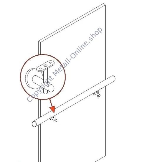 Handlaufhalter für Rund-und Vierkantrohr, anbaubar an Glas, höhenverstellbar, Edelstahl (AISI 304 - V2A), verschiedene Größen