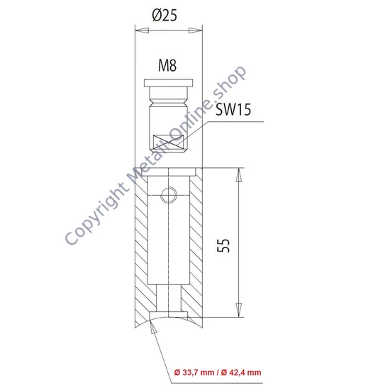 Halter für Türgriff mit M8 Innengewinde, Edelstahl (AISI 304 - V2A)