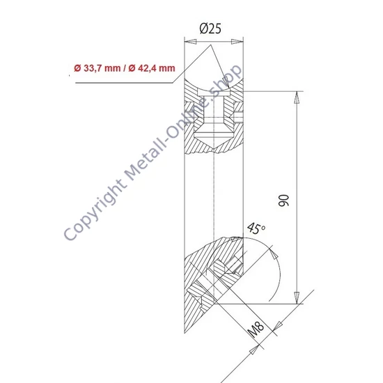 Halter für Türgriff mit M8 Innengewinde, Edelstahl (AISI 304 - V2A)