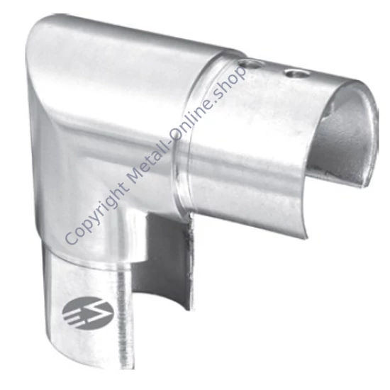 Eckbogen 90° für Glasleistenrohr, vertikal, Edelstahl (AISI 304 - V2A)