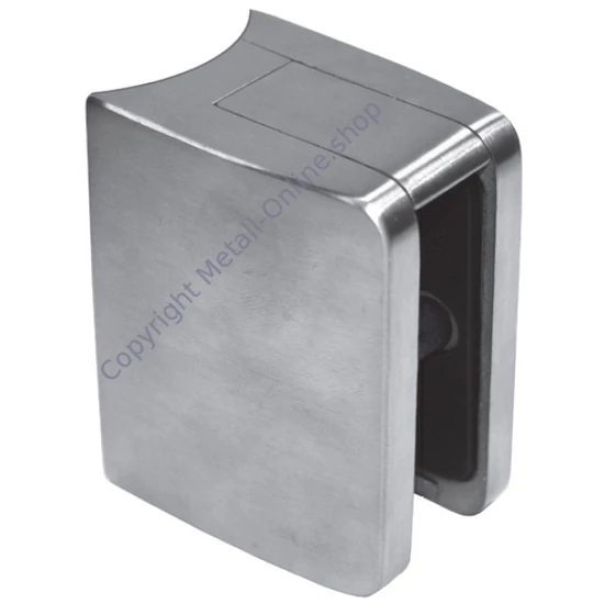 Eckglashalter mit Sicherungsstift, 55x70mm, für Rundrohr, Edelstahl (AISI 316 - V4A)