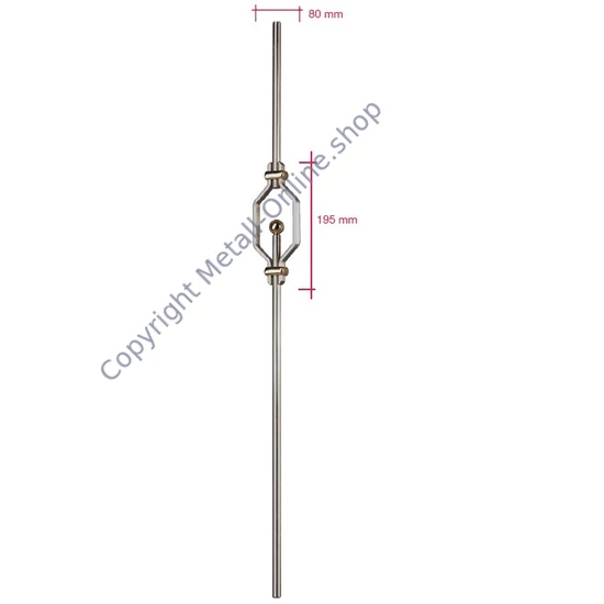 Zierstab, Edelstahl (AISI 304 - V2A), Dekor in Kupfer