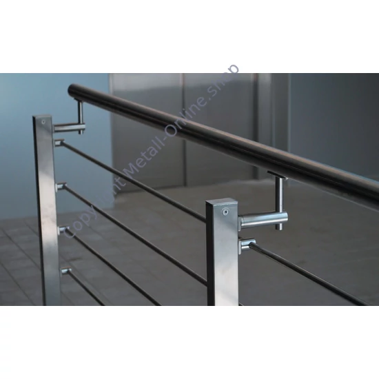 Handlaufhalter für Rundrohr, anbaubar an Vierkantrohr, höhenverstellbar, Edelstahl (AISI 304 - V2A), verschiedene Größen