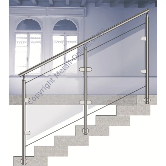 Glashalterung mit Sicherungsstift, 63x45mm, Einsatz bei Rundrohr (Zinkdruckguss, Edelstahleffekt), verschiedene Größen