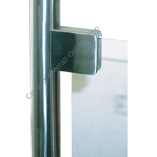 Eckglashalter mit Sicherungsstift, 55x70mm, für Rundrohr, Edelstahl (AISI 316 - V4A)